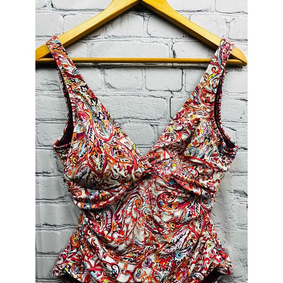 Lauren Ralph Lauren Womens High Cut Multicolor One Piece Bathing Suit Size 10 - Picture 4 of 9